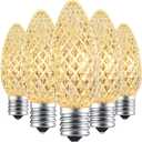 Brightown C9 LED Replacement Bulbs, 25 Pack C9 Christmas Light Bulbs Warm White, Shatterproof LED Bulbs for Christmas String Light, E17 Intermediate Base, Commercial Grade Dimmable Shatterproof Bulb