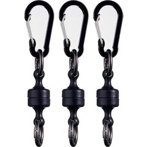 Quick Release Keychain,Magnetic Release Holder,Strongest Magnetic Carabiner for Fly Fishing Magnet Metal Hooks,Black