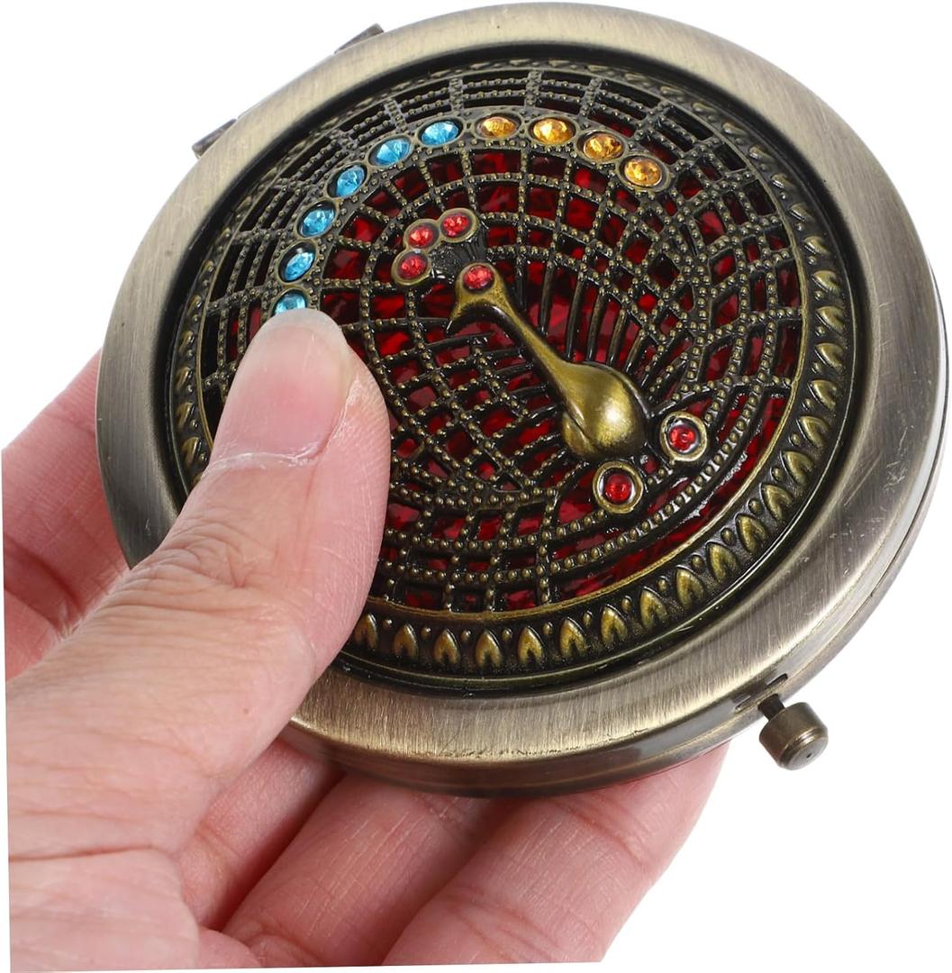 Vintage Mirror Compact Travel Makeup Mirror Cosmetic Pocket Mirror Mini Round Double-sided Folding Cosmetic Makeup Purse Mirror for Travel Mini Round Double-Sided Folding Compact Mirror