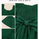 Dokotoo Women's Wrap V Neck Short Flared Sleeve Wedding Guest Dress Smocked Elastic Waist Tiered Belted Ruffle Hem Mini Dress (Green)