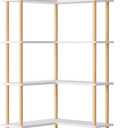 Lkeiyay White 70.8" 5-Tier Free Standing Corner Bookshelf