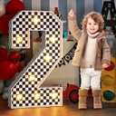 imprsv Marquee Numbers Racing 2nd-Birthday Decorations: 3ft Large Light Up Number 2 Two Fast Birthday Decoration Race Car Second Birthday Party Decor Balloon Frame