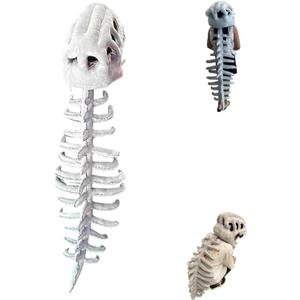 Wearable Dinosaur Skeleton Plush,Realistic 3D Skeleton Design Dinosaur Skull Outfit,Halloween Themed Costume (Children(75cm/30in), Grey)