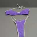 Women's 2 Piece String Bikini Set Sexy Bathing Suit with Adjustable Halter Neck and Thong Swimwear (Purple)