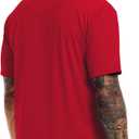 Men's Golf Polo Shirts UPF 50+ Short Sleeve Dri Fit Polos Stretch Performance Collared Golf Casual Work Business Wear (Red, L)
