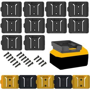 Battery Rack Compatible with DeWalt 20V Battery Holder, Battery Garage Tool, for Dewallt 20v Tools, Wall Displlackay Hook Holder (10PCS, Black)