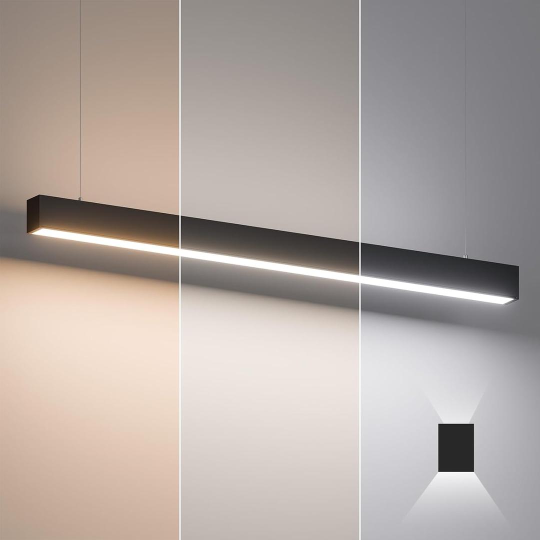 4FT LED Linear Lights 50/45/40/35/30W Up and Down Light, 3000K/4000K/5000K 4 Feet Commercial Linkable Shop Lighting for Office Garage Shop Dining Room bar,0-10V Dimmable 4 Architectural Fixture,ETL (Black)