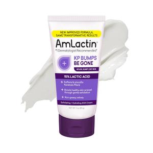 AmLactin KP Bumps Be Gone - 3 oz Keratosis Pilaris Moisturizing Cream with 15% Lactic Acid - Exfoliator and Moisturizer for Dry, Rough and Bumpy Skin (Packaging May Vary)