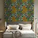 Wallpaper Peel and Stick Boho Wall Paper Removable Waterproof Green/Orange/Red Contact Paper for Bedroom, Bathroom, Home Wall 17.3" x 236.3"
