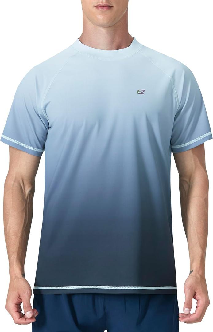 Men's Swim Shirts Rash Guard UPF 50+ UV Sun Protection T-Shirt Quick Dry Fishing Beach T Shirts (Medium)