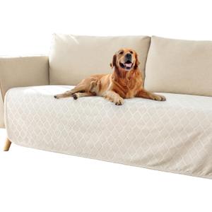 fuguitex Waterproof Dog Blanket Bed Cover Dog Crystal Velvet Moroccan Fuzzy Cozy Plush Pet Blanket Throw Blanket for Couch Sofa(30 * 70 inch, Cream+Grey)