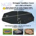 Octagonal Sandbox Cover, Windproof and Dustproof with Adjustable Hook and Loop for Stabilization, 420D Waterproof Oxford Fabric, Protect Outdoor Garden Kids Sandbox Sand and Toys (Black, 84"X78"X9"