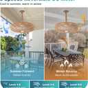 20'' Outdoor Gazebo Fan with Light, Outside/Indoor Hanging Rattan Ceiling Fan with Remote&APP Control, 3CCT Dimmable, 6-Speed DC Motor, Plug-in Wicker Woven Caged Ceiling Fans for Pergola Patio
