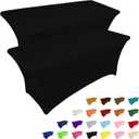 IVAPUPU 2 Pack 6FT Table Cloth for Rectangular Fitted Events Stretch Black Table Covers Washable Spandex Tablecloth Protector for Party, Wedding, Cocktail, Banquet, Festival (6 Ft - 2 Pcs)