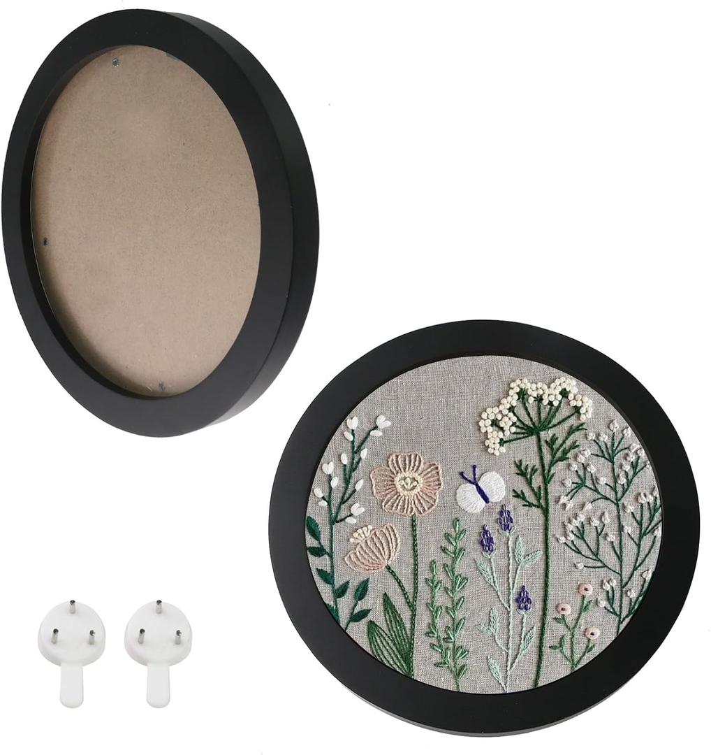 Crapyt 2 PCS Embroidery Frame Cross Stitch Frame Round Wood Embroidery Frame for Cross Stitch and Artwork Display 9.13" Embroidery Hoops