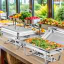 2 Pack Chafing Dishes for Buffet, 8QT Stainless Steel Chafers with Lids, Pans & Fuel Holders, Buffet Warmers Sets for Parties, Events, Banquets, Weddings, Dinners