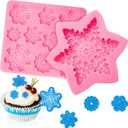 Boao 2 Pieces Snowflake Silicone Mold Christmas Snowflake Chocolate Candy Fondant Mold Silicone Baking Dessert Mold for Cake Cupcake Decoration DIY Polymer Clay Crafting Project