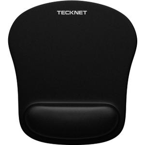 TECKNET Mouse Pad with Wrist Support, Ergonomic Gaming Mouse Pad Pain Relief, Portable Comfortable Mousepad for Computer, Laptop, Office, Home and Travel, Non-Slip Base, Waterproof Surface, Black (1Pack)
