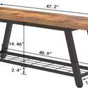 Oastreeful Storage Bench Industrial Rustic Wooden and Metal Entryway Shoe Boots Storage Rack Long Bench Seat for Hallway Bedroom Retro Brown Farmhouse Style