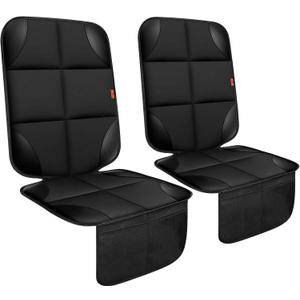 Car Seat Protector 1 Pack Car Seat Cushion Mat Thickest Padding,Waterproof 600D Fabric Car Seat Covers for Non-Slip Backing Mesh Pockets for Baby and Pet (Black, 2 Pcs)
