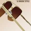 LUENX Mens Women Polarized Sunglasses Aviator, Square Polygon Lens Driving UV 400 Protection With Accessories 58mm Small (Gradient Brown Lens/Gold Frame)