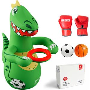 Giant Inflatable Dinosaur Toys for Boys - 47" Kids Punching Bag & Basketball Soccer 3-in-1 Active Play Games - Heavy Duty Bop Bag Toys for Toddler Birthday Gift - 3 4 5 6 7 8 Year Olds