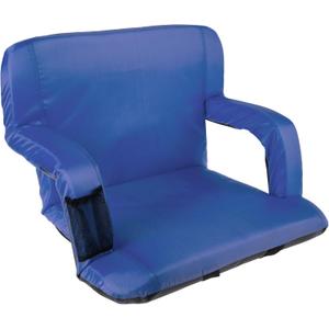 Wide Reclining Stadium Seat Cushion with Back Support, Armrests, 6 Adjustable Positions and Carry Straps - Portable Stadium Seats and Bleacher Chairs with Back and Cushion by Home-Complete (Blue)