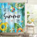 Sweet Summer Time Shower Curtains for Bathroom, Swimming Pool Style Bathroom Decor Waterproof Fabric Shower Curtain Set with 12 Hooks Bathroom, 72x72 Inch
