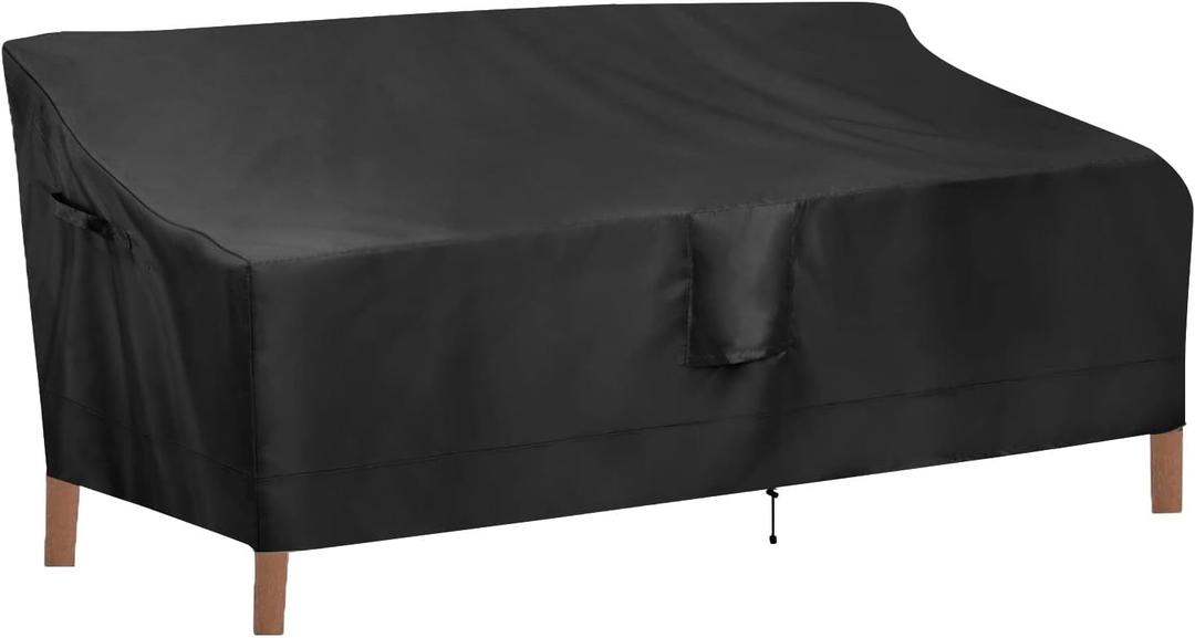 OutdoorLines Outdoor Waterproof Patio 4-Seater Couch Cover - UV Resistant Patio Sofa Furniture Covers Weatherproof Heavy Duty Glider Covers for Outdoor Furniture, 104Wx32.5Dx33H Inches, Black