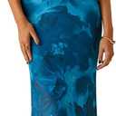 PRETTYGARDEN Women's Floral Bodycon Maxi Dress Summer Beach Sundress Sleeveless Spaghetti Strap Wedding Guest Dress (Blue, L)
