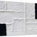Black and White Abstract Wall Art Textured Rectangle Oil Painting 20"x40"