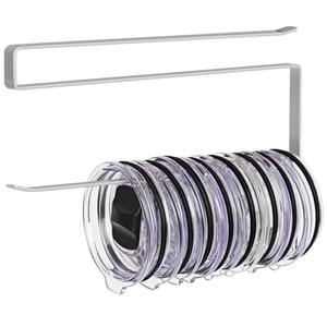 Tumbler Lid Organizer, Horizontal Tumbler Lid Storage Hook Up to 10 Lids, Space Saving Cup Lid Holders Under Cabinet Tumbler Lid Hook for Kitchen Organizer and Storage, Paper Towel Rack Hanger (Gray)