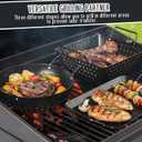 3 Pack Grill Topper Pans for Outdoor Grill, Stainless Steel Vegetables BBQ Grilling Basket with Holes Handles, Nonstick Barbecue Pan Grilling Gifts for Camping Picnic Cooking Seafood Meat