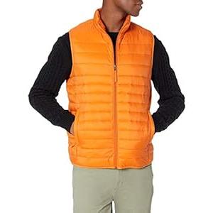 Amazon Essentials Men's Lightweight Water-Resistant Packable Puffer Vest, Burnt Orange, X-Small