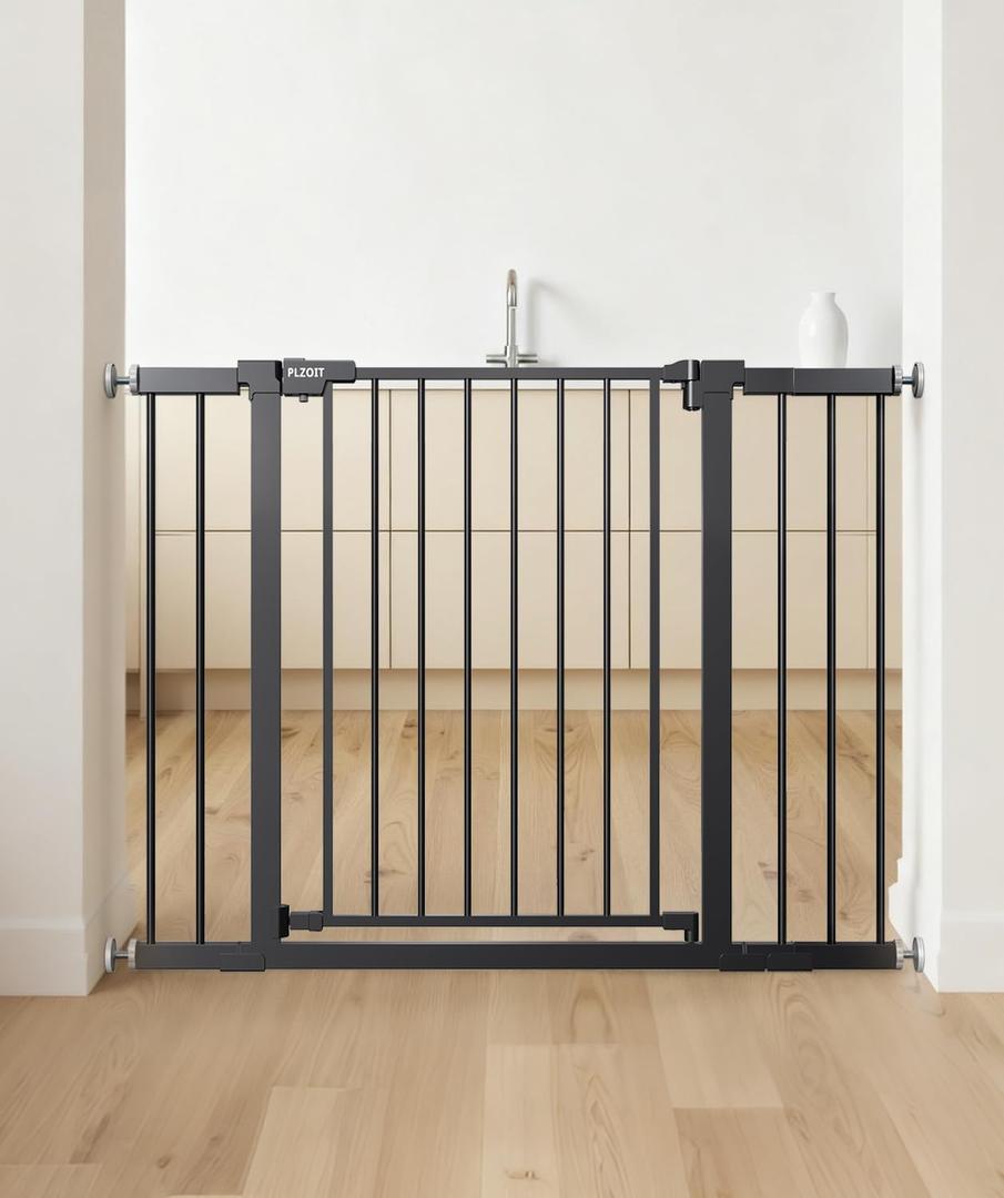 29.5-46" Extra Wide Baby Gate for Stairs, Dog Gate for Doorways, Walk Thru Auto Close Metal Pet Gate for The House, Stairs and Doorways Child Gate Pressure Mounted Safety Gate Indoor - Black 29.5-46" Extra Wide Baby Gate for Stairs, Dog Gate for Doorways, Walk Thru Auto Close Metal Pet Gate for The House, Stairs and Doorways Child Gate Pressure Mounted Safety Gate Indoor - Black