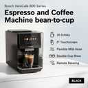 Bosch Fully Automatic Coffee and Espresso Machine - 35 Drinks, Double Cup Barista Style Super Coffee Maker - Touchscreen, Large Bean Capacity - Easy Clean, Maintenance - Black - TPU60309