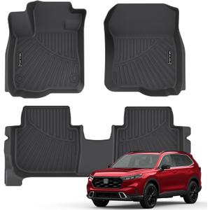 Floor Mats for 2023 2024 2025 Honda CR-V CRV (Include Hybrid) All Weather Protection TPE Rubber Floor Liners for 2024 Honda CRV Hybrid Accessories, Odorless Anti-Slip, 1st & 2nd Row, Black