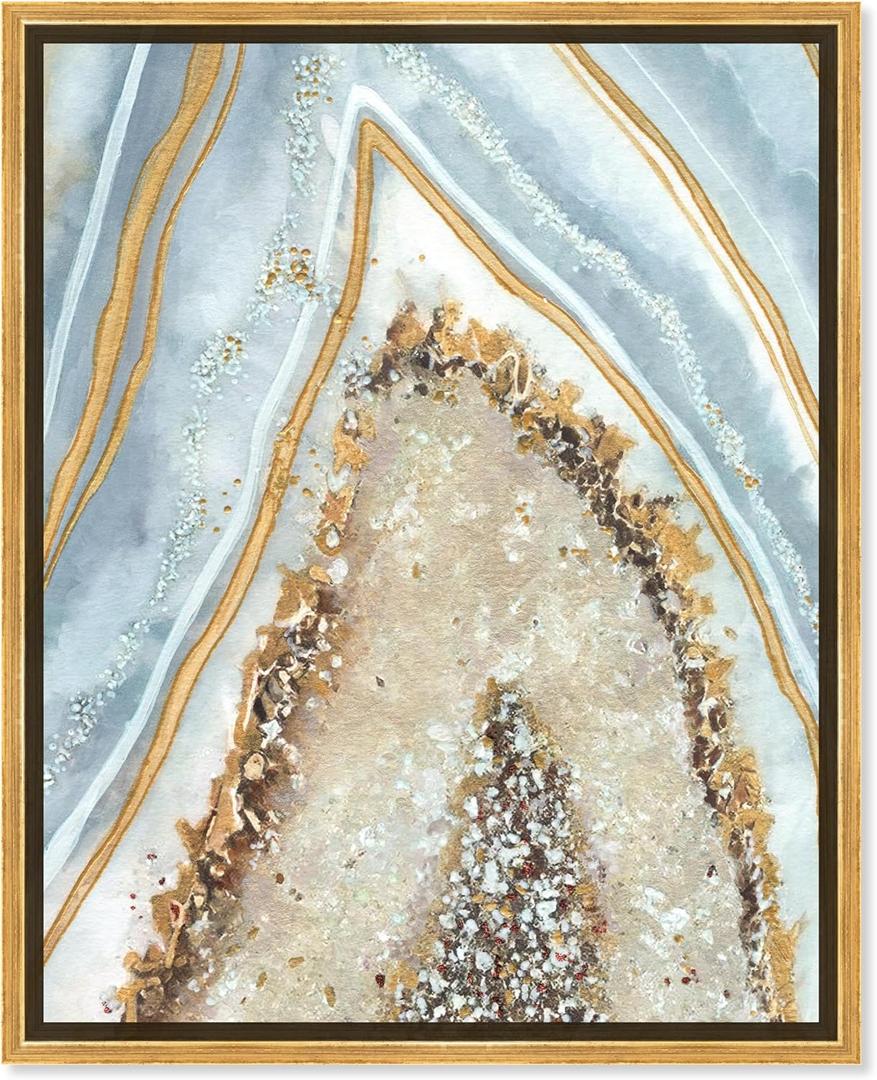 Clarity Art Framed Mineral, Agate & Geode 1 Piece Canvas Wall Art, 17.5" x 21.5", Gold Frame (21.5L" x 17.5W")