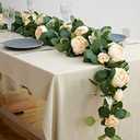 MISSPIN 2pcs Artificial Flowers Garland Spring Eucalyptus Garland Vintage Fake Flower Peony Rose Vine Greenery Decorative Wall Hanging Plant for Wedding Arch Door Arrangement Party Decor