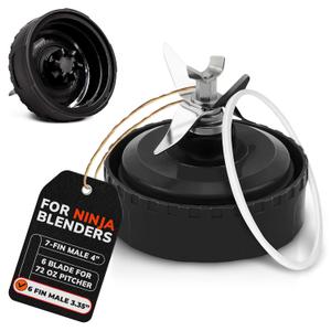 Ninja Blender Blade Replacement 6 Fin Male  Ninja Single Serve Blender Blade, 3.35 Stainless Steel for Smooth Blending, Compatible with BL770W/770BRN/740/770A/780C, 30/BL770/780/773CO/771/772 & more
