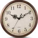 Bernhard Products Vintage Brown Wall Clock Silent Non Ticking 18 Inch Extra Large Quality Quartz Battery Operated Round Decorative Easy to Read for Home Kitchen Living/Dining Room Bedroom Office