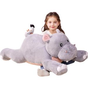 IKASA Giant Hippo Stuffed Animal Plush Toy,Large Hippopotamus Cute 30" Jumbo Soft Toys,Huge Big Size Plushy Fluffy Fat Plushie,Gifts for Kids