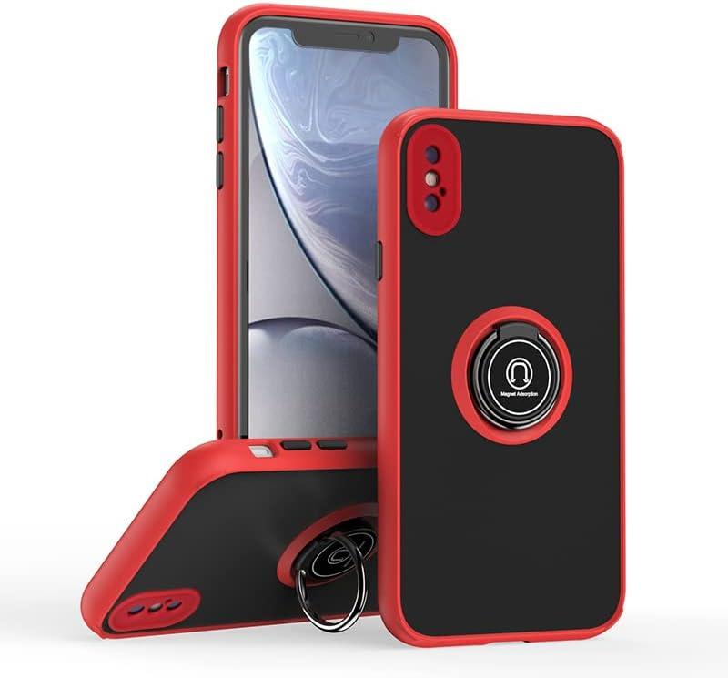 is specially designed for iPhone Xs Max Anti-fall,anti-fingerprint, built-in 360 rotating ring bracket solid and durable magnetic car phone case, suitable for iPhone Xs Max 6.5inches Women-Red