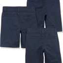 Amazon Essentials Boys and Toddlers' Uniform Woven Flat-Front Shorts (Wrinkle Resistant), Pack of 3 (Navy)
