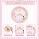 175Pcs Princess Paper Plates Napkins, Princess Themed Birthday Party Decorations Pink Party Supplies Disposable Dinnerware Set Plate, Utensils, Cup, Napkin, Tableware Set, Serve 25 Guests