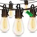 35FT Outdoor String Lights with 15 Shatterproof S14 Vintage Edison Bulbs E12 Sockets,2700K Dimmable Outdoor Lights,IP55 Waterproof LED String Lights for Outside, Patio, Garden, Backyard,Bistro