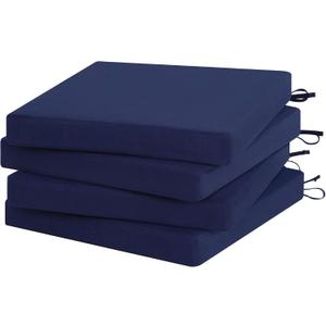 Favoyard Outdoor Chair Cushion Set of 4 Rainproof & Color Fade Resistant 17 x 16 x 2 in Square Corner Patio Furniture Cushions with Waterproof Hidden Zipper Attach Ties for Dining Table Chairs Seats