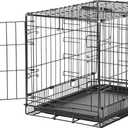 Amazon Basics Durable, Foldable Metal Wire Pet Crate with Tray, Portable and Sturdy for Travel, Single Door, Divider Panel, Perfect Size for Small Dogs, 22 x 13 x 16 in, Black