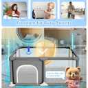 Dripex Baby Playpen, 47"x47" Small Playpen for Babies, Enhanced Safety Baby Play Yard for Indoor & Outdoor, Infant Play Pen with Soft Breathable Visible Mesh, Anti-Fall Design & Easy Setup, Grey