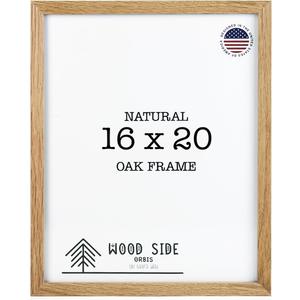 Oak Wood Picture Frames 16x20 - Natural Light Solid Wood Photo Frame Real Glass Wall Mount